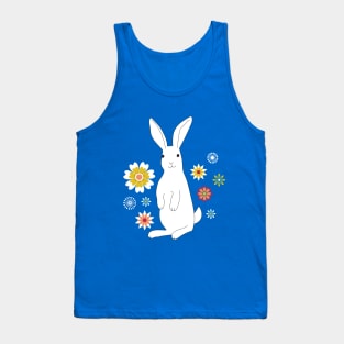 Sunshine Rabbit with flowers - Easter Bunny - white, yellow and teal - by Cecca Designs Tank Top